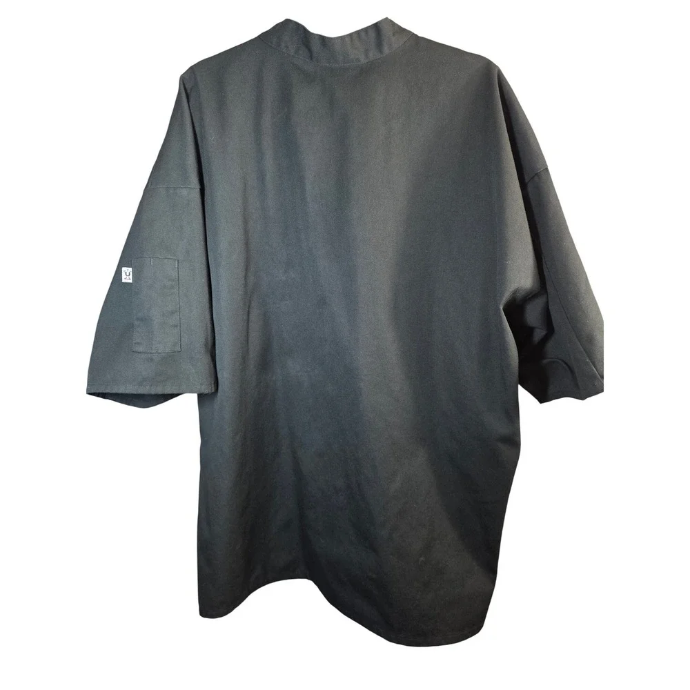 Uncommon Threads Chef Coat Mens 2XL Black Short Sleeve Button Front Twill 0415‎